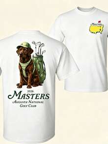 Camiseta Unisex Retro Color Marrón Chocolate con Diseño de Perro Animado, un Gran Regalo para Entusiastas del Golf, Maestros del Golf, Augusta National Golf Club, Camiseta Casual Unisex para - Blanco - Ver 1