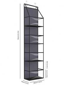 1pc Dark Grey 4-Tier Over The Door Hanging Storage Organizer With Black Edge, PVC Clear Pocket Fabric Wall Hanging Bag, Large Capacity Cabinet Door Storage Rack For Kitchen Pantry, Bedroom Closet & Bathroom Sundries Storage - Dark Grey - View 2