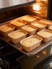 Non-Stick Baking Cups, Suitable For Bread, Cupcakes, Desserts - Rectangular Mini Muffin Molds, Textured Design, Stackable, Paper Material, Even Baking, Leak-Proof - Multicolor - View 3