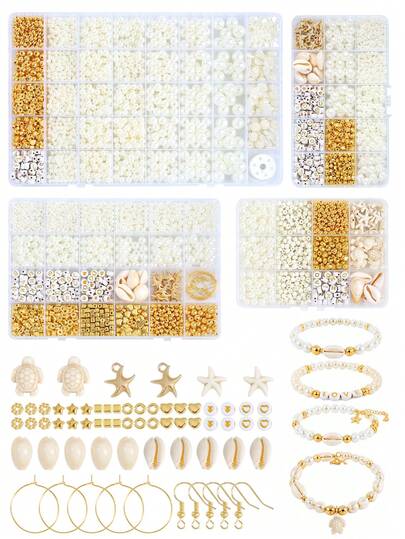 Beach Charm For Jewelry Making Supplies, Shell Beads Jewelry For Bracelet Necklace DIY Craft, Beach Theme Friendship Jewelry Making Kit
