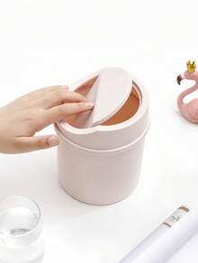 Mini Trash Can With Twist Lid Design To Prevent Odor Leakage Small Desktop Garbage Can For Bathroom Home Coffee Office Minimalist Style Dressing Table Trash Can Storing Fruit Peels And Paper Scraps To Keep Desk Tidy For Women - A - View 4