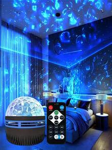 USB Plug-In Ripple Effect Night Light, RGB Color Changing Projector With Remote Control For Room Atmosphere - Multi-color light - View 4
