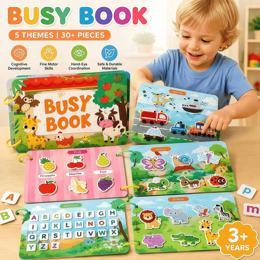 Early Learning Busy Book Toy, Toddler Educational Puzzle Sticker Games, Children Baby Paper Toy