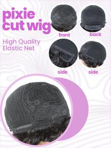 Pixie Cut Human Hair Wigs For Women Afro Rose Curly Funmi Glueless Wigs With Bangs Full Machine Made Short Fringe Bouncy Curly Bob Wig With Bangs Natural Black - Natural Black - View 7