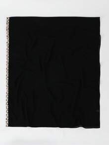 1PC Women's Solid Color Embroidered Chiffon Headscarf, Lightweight Comfortable Versatile Chiffon Headscarf, Suitable For Daily Casual Wear - Black Lace Embroidery - View 6
