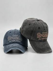 1 Pc Women's Letter-Embroidered Pre-Washed Baseball Cap Adjustable Design, Perfect For Hiking, Mountain Climbing, Travel, And Sun Protection - A - View 9