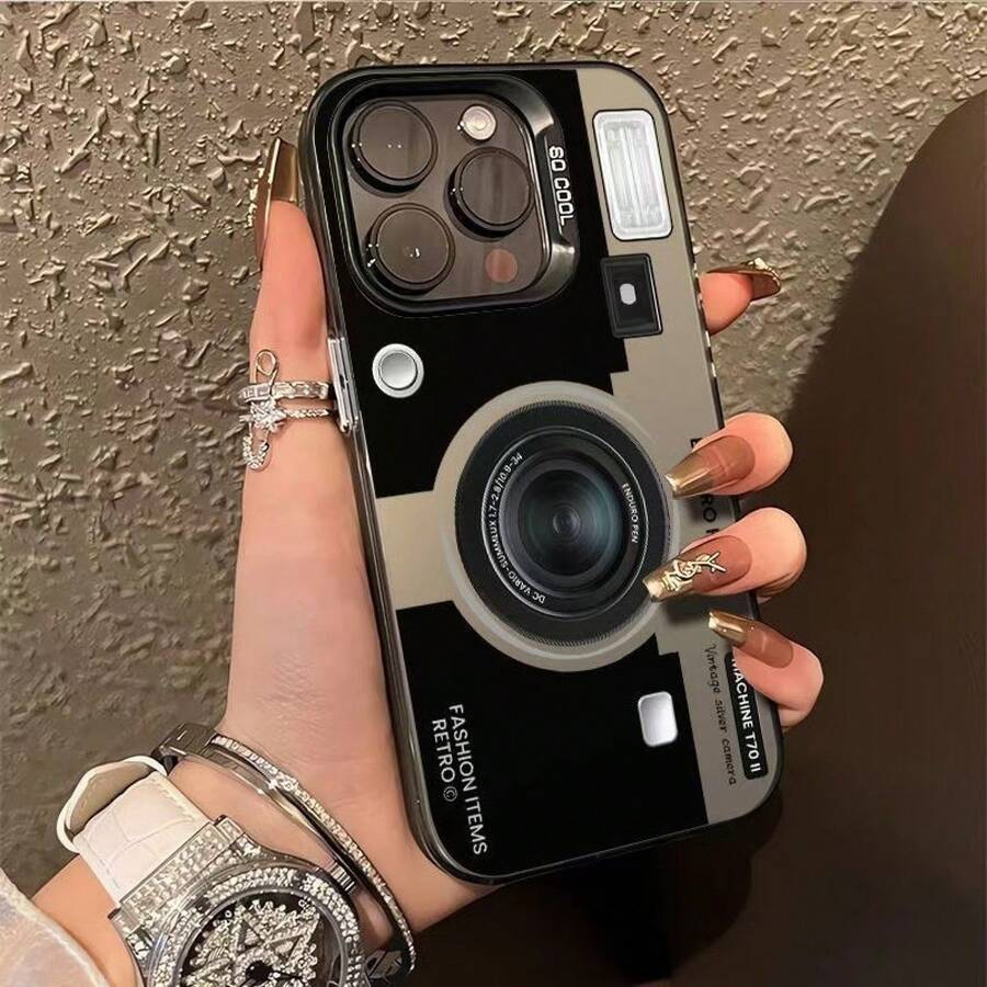 Creative Camera Case Suitable For Apple 16Pro, 15ProMax, New 14, Premium 17Air, Retro Style - 彩銀殼-黑色-創意相機 - 查看 1