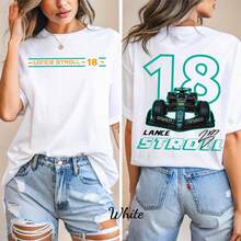 Lance Stroll F1 Number 18 T-Shirt - Aston  Fan Gift - 白色 - 查看 1