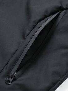 Men's Plus Size Hooded Jacket With Pockets, Spring/Autumn Printed Outerwear - Black - View 4