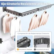 tendedero Plegable para Ropa Pared,Tendederos Plegable de Pared 3 Brazos,tendederos retractiles Exterior,tendedero retractil,Perchero Extensible de para Interior y Exterior - 1 - Ver 6