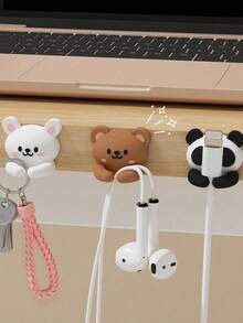 3/2/1pc Desktop Cable Organizer Clips, Self-Adhesive Wire Management Holder, Suitable For Desk, Bedside, Wall, Car, Dorm And Office, Cute Earphone Cable Holder, No-Drill Cable Management Accessory, Halloween Gift, Back To School Season - Multiple Styles - View 4