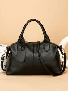 1 pieza Bolso de hombro de mujer de moda, adecuado como regalo del Día de la Madre, diseño minimalista y casual, bolso de hombro y cruzado para dama, bolso para mamá de mediana edad, de cuer - Negro - Ver 2