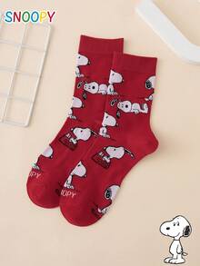 1 Pair SNOOPY Series Authentic Cute Cartoon Dog Pattern Men's Mid-Calf Socks - Multicolor - View 2