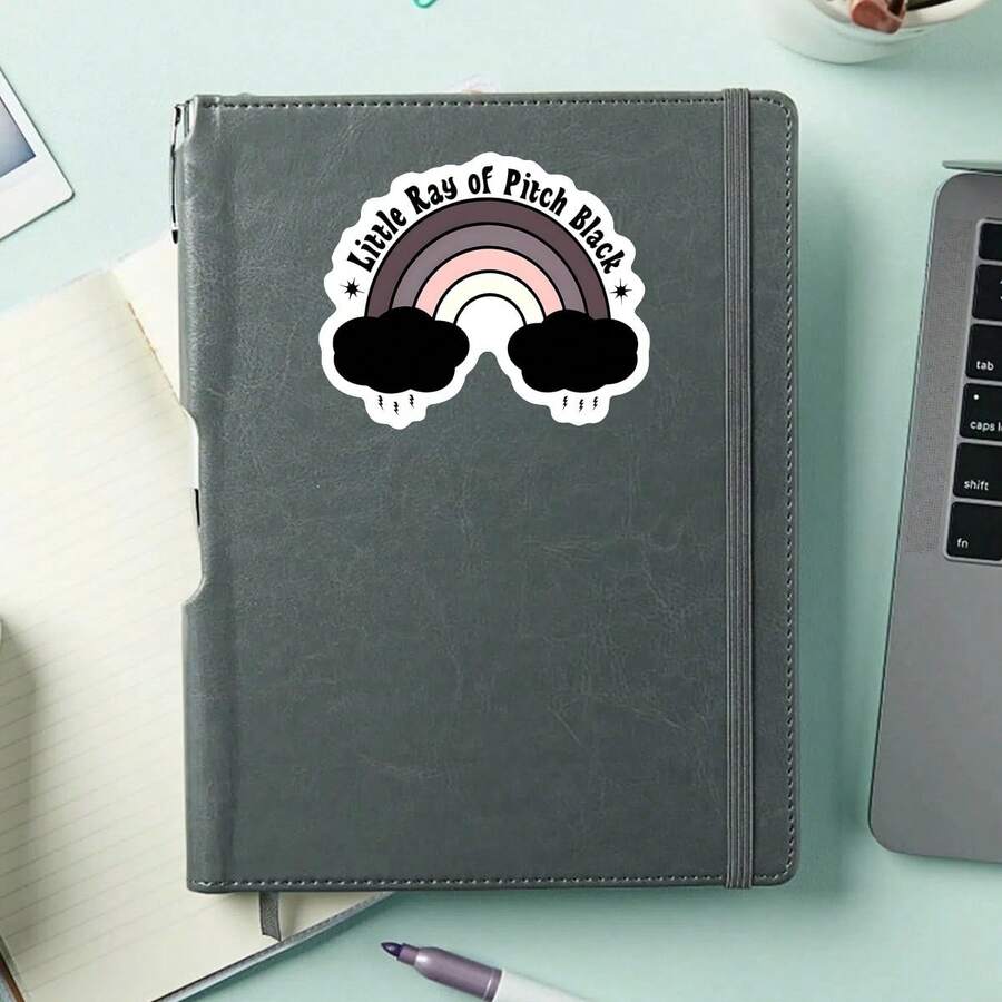 1 st goth emo regnbågssticker, vattentät vinyldekal för laptop, mobilskal, resväska och vattenflaska, rolig sarkastisk introvert citatsticker, mörk humoristisk vardagsvibe, cool estetisk dekalsticker för tonåringar och vuxna - S2199 - Visa 1