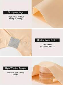 Women's High-Waisted Shorts With Tummy Control And Anti-Exposure Design (Sports Boxer Style) - Black Beige White - View 6