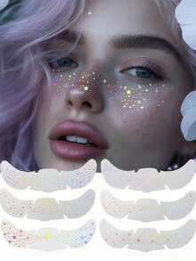 Glitter Freckle Holographic Stickers Heart Freckle Decorative Stickers Waterproof Temporary Stickers With Shiny Stars Heart Dots Pattern Adult Accessories Party Holiday Daily Makeup Dance Music Festival Party Essential Accessories - Multicolor - View 14