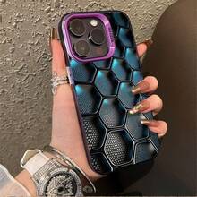 Tech Grid Is Suitable For Apple 16Pro Phone Case,  16Pro New Model, 14Pro Premium, 17Pro Personalized - 彩銀殼-紫色-科技方格 - 查看 5