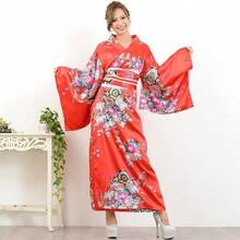 Traje tradicional japonés de cosplay para mujer, yukata formal, kimono para espectáculos de anime, set de fotografía, disfraz para presentaciones escénicas y fotografía. - Rojo oscuro - Ver 5