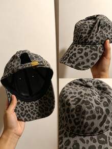 Topi Baseball Denim Lusuh Motif Leopard Unisex - A - View 8