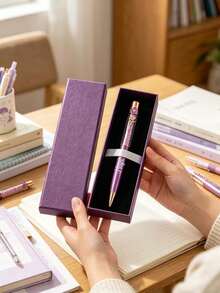 Customized Name Diamond Floral Pen, Floral Decorated Luxury Ballpoint Pen With Gift Box, Personalized Signature Writing Pen, Exquisite Customized Gift, Suitable For Bridal Shower, Christmas Anniversary, Office, School And Other Occasions - Multicolor - View 4