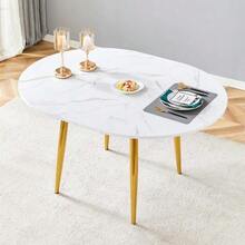 Extendable Round Dining Table, Convertible Into An Oval, Diameter Of Approximately 107 To 137 Cm, Table Only (Chairs Not Included). - 白色 - 查看 7