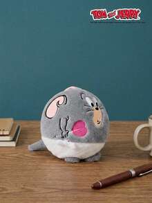 TOM & JERRY X Joivida 1pc Super Cute Non-Plush Stuffed Tuffy Round Keychain Bag Charm, Adorable Cartoon Pendant, Soft Fuzzy Backpack Accessory, Sweet Fashion Ornament For Bags & Keys, Great For Daily Use, Travel, A Fun Gift - Grey - View 2