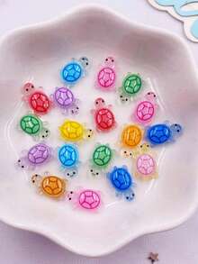 HAWT 100pcs Mini Resin Glow-In-The-Dark Turtles, Mini Resin Animal Glow-In-The-Dark Miniature Models, Suitable For DIY Fairy Garden Decor, Dollhouse Micro Landscape, Hidden Little Turtles - Multicolor - View 8