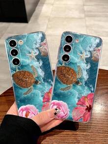 1件時尚海龜游泳幸運花手機殼 軟性保護套 適用於 Honor Galaxy A04e/12/A13/A14/A34/A50/A52/A53/A54/S21/S22/S23/S24/S25/S25Ultra/S25FE/S26/S26 PLUS/S26 ULTRA/S26 EDGE/ 6A/7A/8A/ 12T/13T/15T/15 TPRO，[國際版而非本地版] - 無色 - 查看 2