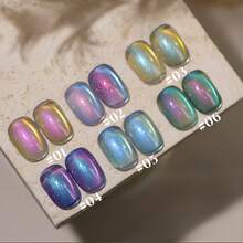 10ml Aurora Cat Eye 玻璃珠凝膠指甲油 2026夏季系列 紫色與金色夢幻極光貓眼 - 彩色 - 查看 20
