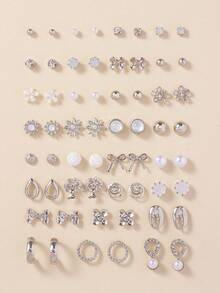 30 pares de pendientes con diseñde árbol y flores para San Valentí, mamá, madre,íde la Madre, regalo - Plateado - Ver 6