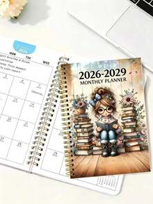 1本 2026-2029 月計畫年曆月計畫本 金色螺旋裝 A5 筆記本行程表 - 彩色 - 查看 5