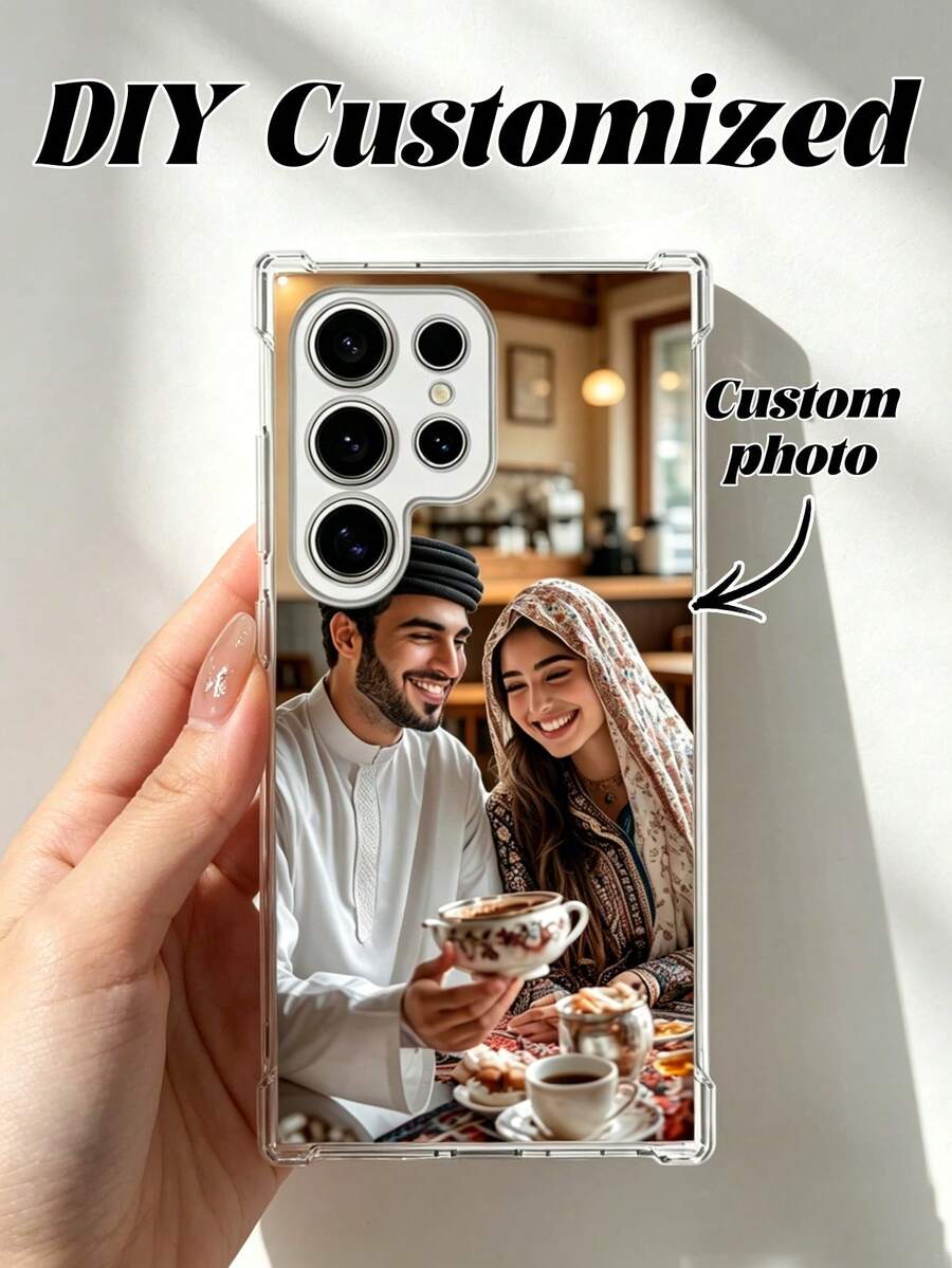 1pc Personalized Photo Signature Black Shockproof Phone Case, Custom DIY Image Wallet Phone Cover Compatible With Various Smartphone Models, Durable Scratch-Resistant Protective Shell, Full Body Coverage Custom Gift, Sleek Design With Precise Cutouts, Lightweight And Flexible Soft TPU Back Cover - Clear - View 1