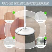 Giratorio versión Mejorada, Equipado con 4 trapeadores reemplazables, Cubos para la separación de Sistemas de Agua Sucia y Limpia, Equipado con trapeadores Que giran 360 Grados. - Blanco - Ver 7