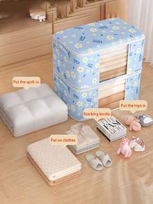 4 Sizes Foldable Clothes Storage Boxes With Handles, Large Capacity Breathable Wardrobe Organizers With Handles And Zippers, Reinforced Portable Storage Bags For Blankets, Bedding, Suitable For Bedroom, Home, Dorm, Can Store Clothes, Towels, Toys - Multicolor - View 15