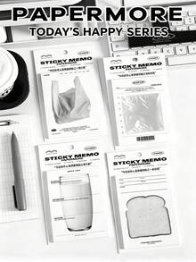 1pc Breakfast Theme Sticky Notes, 30 Sheets Minimalist Glass Cup Milk Memo Pads, Highly Attractive Check-In Plan To-Do List Planner Decoration Memo Paper, American Barcode To-Do List Memo Notepad Material For Students And Office, Suitable For School, Office, And Home Use - one-size - View 10