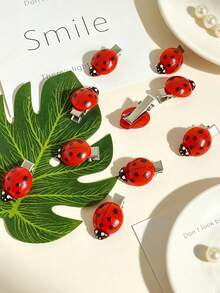 10pcs/20pcs Ladybug Hair Clips, Red Hair Clips, Animal Shaped HairClips, Suitable For Girl, Insect Hair Clips, Back To School HairAccessoriesno - Multicolor - View 3
