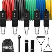 11pcs Muscle Training Resistance Bands, Multi-Function Fitness Resistance Rope, Fitness Training Elastic Band Set - A - View 5