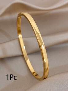 1Pc/3pcs Golden Luxury Zirconia Geometric Bangle Bracelet For Women,Stainless Steel Set,Daily/Beach Boho/Party/Wedding,Mom Gift,Valentine Birthday - Multicolor - View 11