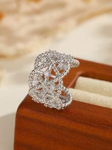 可愛溫柔學生風不對稱人造珍珠十字鋯石鑲嵌女款耳環，銅材質，適合日常配戴 - YE0373 - 查看 4