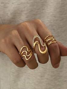 3pcs/Set Men's Rhinestone Ring Set Suitable For Daily Wear - 3-piece Rhinestone Ring Set - View 8