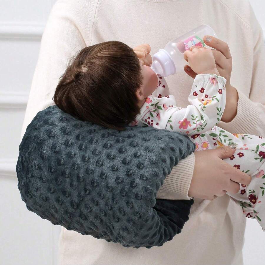 Almofada de Amamentação para Bebé em Forma de Feijão, Peluche Macio e Confortável, Almofada de Apoio para Braço - Azul - Ver 1