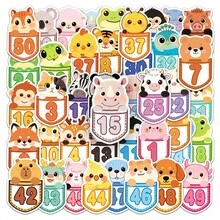 50pcs Numbered Animal Stickers, Lucky Y2K Aesthetic Stickers, Vintage Dreamy Elements, Graffiti, Y2K Style Urban Aesthetic Stickers, Suitable As Humorous And Interesting Gift Stickers, Including 80s And 90s Anime Stickers, Applicable For Scrapbooking, Envelopes, Water Bottles, Computers, Laptops, Phones, Suitcases, Notebooks, Refrigerators, Holiday Parties, Christmas Decorations, New Year Decorations, Winter Decorations And More. - Multicolor - View 3