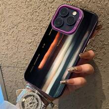 Illusory Light And Shadow Case For Apple 15 Pro Max,  16 Pro, Advanced 14 Pro, New 17 Creative Design - 彩銀殼-紫色-虛幻光影 - 查看 1