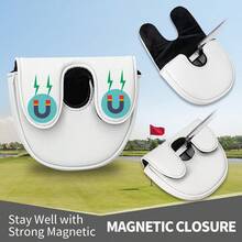 1pc Putter Head Cover, Poker Card Pattern - Magnetic Closure PU Shell, Soft Lining, Black/White Optional - Multicolor - View 6