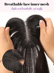 3D Bangs Invisible Seamless Head Hair Water Ripple Hair Air Bangs Head Overhead Natural Gourd Inner Net Hook And Loop Replacement Block Cover White Hair No-Card Frontal Wig Piece Thin Lightweight Hair Parting Instant Volume Increase Fake Hair For Women - Multicolor - View 10