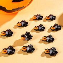 5/10pcs Cartoon Cute Halloween Ghost Pumpkin DIY Necklace Pendant Accessories, Black Ghost Hugging Pumpkin Design, Fashion Bracelet Earring Pendant, Handmade DIY Jewelry Making Supplies Pendant Charms, Perfect For DIY Bracelet, Earring, Ear Ornament, Necklace, Bracelet With Pendant, Bag Pendant And Other Hanging Decorations, Ideal Handmade Craft Accessories - Black Ghost Pendant - View 5
