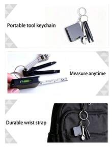 1 Stück tragbares Werkzeug-Schlüsselanhänger-Set, multifunktionales Mess- und Reparatur-Outdoor-Taschenwerkzeug-Kit, zum Aufhängen am Rucksack für Outdoor-Notfälle. Auto-Schlüsselanhänger, Geschenk. - Verschiedenfarbig - Übersicht 10