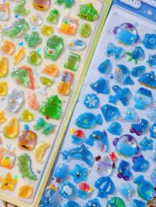 Pegatinas de Burbujas de Dibujos Animados 3D en Relieve Niña Linda Decoración DIY Divertida Adhesiva Pegatinas de Cristal de Strass Suministros de Manualidades para Niños - Multicolor - Ver 3