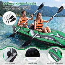 11.5 FT Tandem Touring Kayak With Aluminum Paddles For Adults Fishing Lake River, 2-Person Inflatable Blow Up Kayak With Inflatable Backrests & Footrest, Portable Lightweight Water Sport Boat For Ocean Pond Sea Outdoor Fishing Travel Recreation - Green - View 3