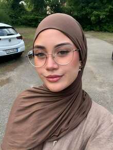 1 Piece Of Solid Color Soft Jersey Hijab, Pure Long Scarf For Women. - Rusty Rose - View 1